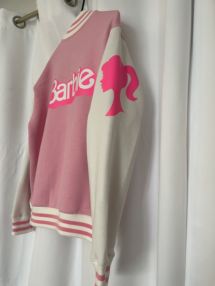 NEW!! Custom Premium Barbie Pink White Letterman Jacket for Women #Barbie - Main Image