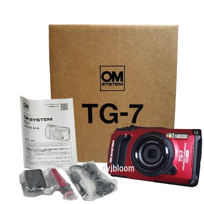New OM SYSTEM Tough TG-7 Digital Camera (RED) 12MP 4K Freeze/Shock