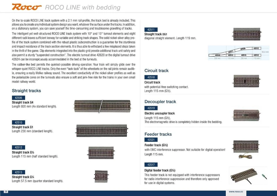 HO - Rail Roco Line  avec ballast souple , toute la gamme - Photo 2/4