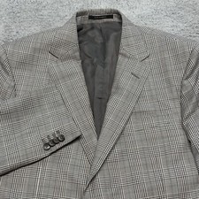 Z Zegna Formal Jacket Mens 54R Black Houndstooh Plaid Blazer Wool Rayon Turati