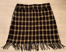 VTG 90s Star C.C.C. Plaid Mini Fringed Skirt Made in the USA Size 7