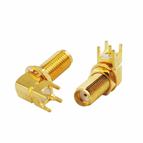 20-Pack SMA Female Right Angle Bulkhead 0.200" Thru Hole PCB Solder Connector