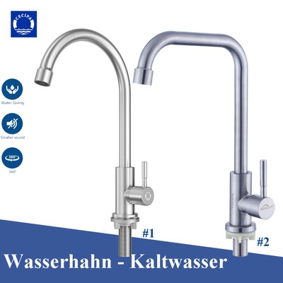  Küchenarmatur für Kaltwasser Wasserhahn 360° Spültischarmatur Einhandmischer