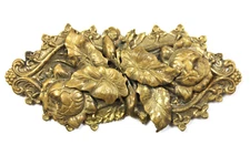 Antique Victorian Revival Gold Tone Ornate Floral Brooch Pin Art Nouveau