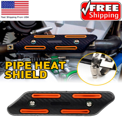 #ad #ad Exhaust Muffler Pipe Heat Shield Cover Heel Universal Guard Orange Motorcycle US $10.44