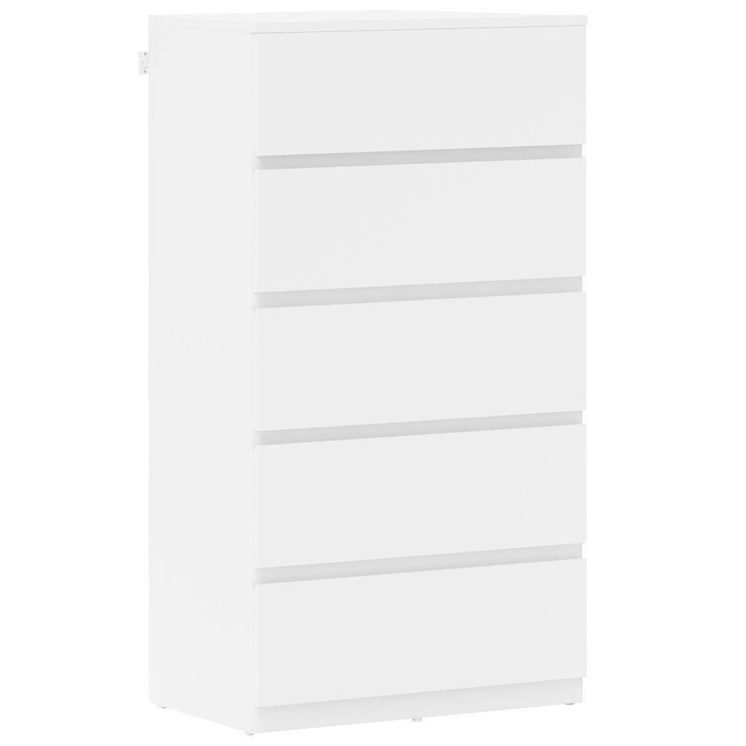 HOMCOM Bedroom Chest of Drawers, 5 Drawers Dresser, Drawer Unit, White