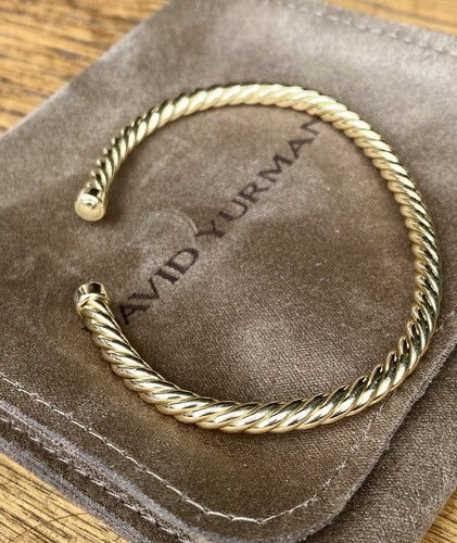 David Yurman Cablespira 18K Yellow Gold Bracelet Cuff Men 4mm 7.5” 10g $2800+ - Picture 3 of 13