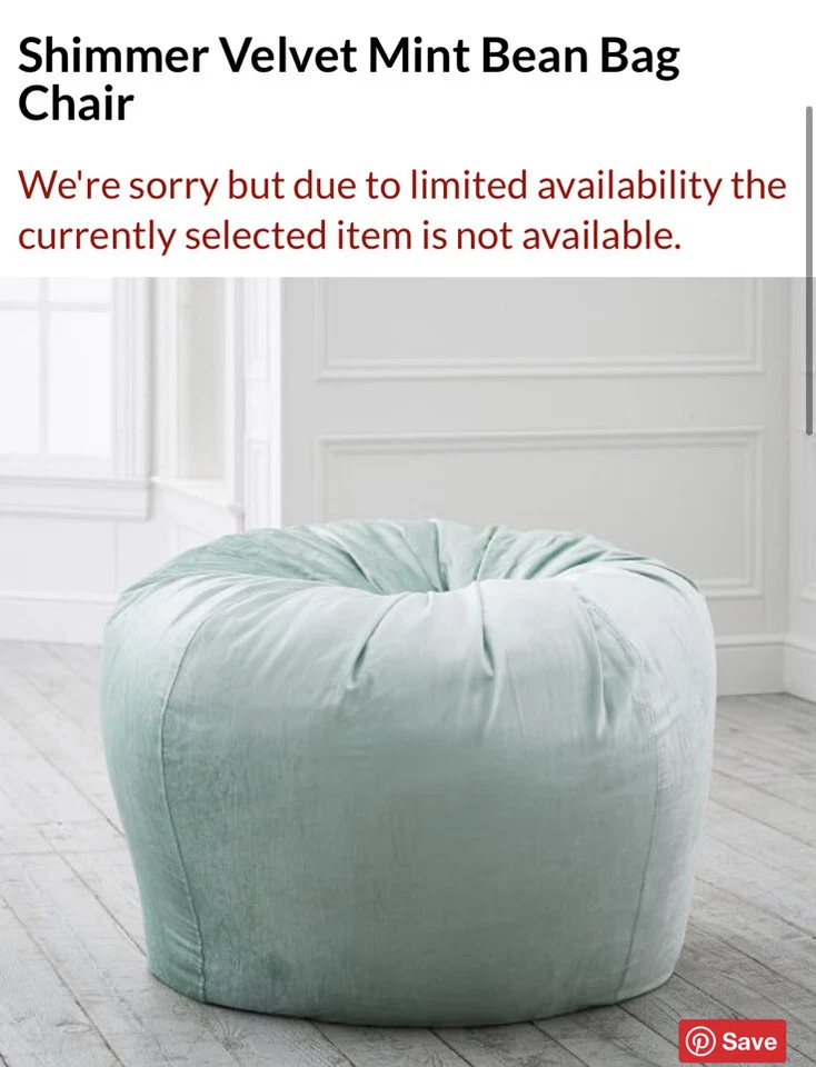 Pottery Barn TEEN Shimmer Velvet Mint Bean Bag LARGE Chair Cover NEW! RETIRED!  - Image 3 of 4