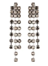 CLIP ON EARRINGS - silver drop earring with grey crystals - Dame by Bello London