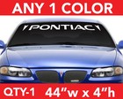 PONTIAC WORD w/ SIDE LOGOS WINDSHIELD DECAL STICKER 44"w x4"h in ANY COLOR
