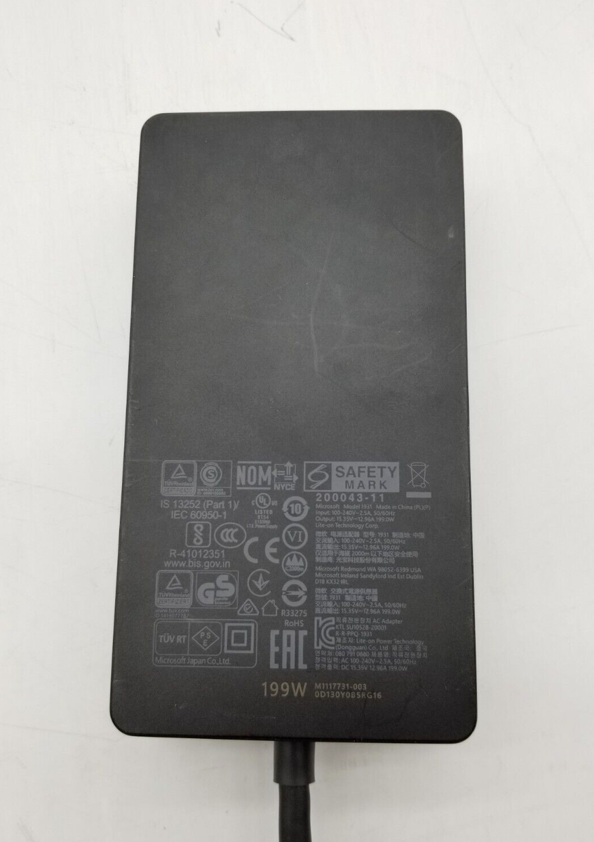Microsoft Surface 199W AC Power Supply Model 1931 for Surface Dock