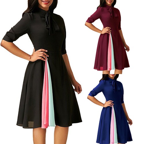 Fashion Women Long Sleeve A-Line Dress 
