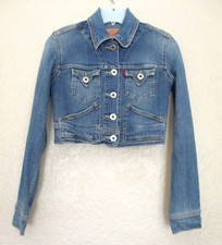 Vintage Y2K Levi's Denim Classic Trucker Jean Jacket Fitted Cropped S Women