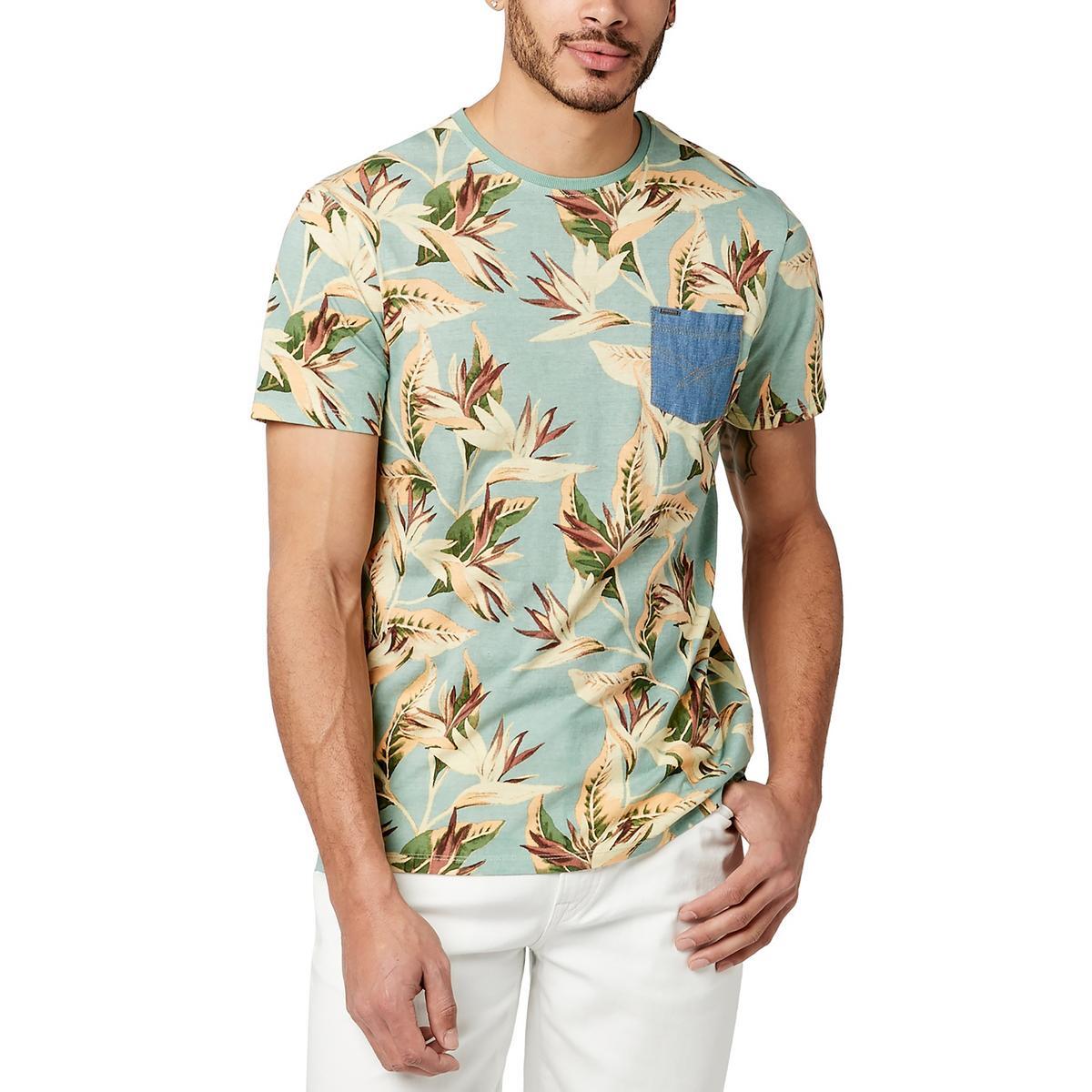 Мужская зеленая футболка Buffalo David Bitton с цветочным принтом и карманом, XL BHFO 0449