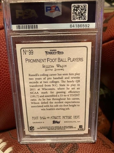 2012 TOPPS TURKEY RUSSELL WILSON #99 SP PASSING ROOKIE RC PSA 7 NR- MT - Picture 4 of 5