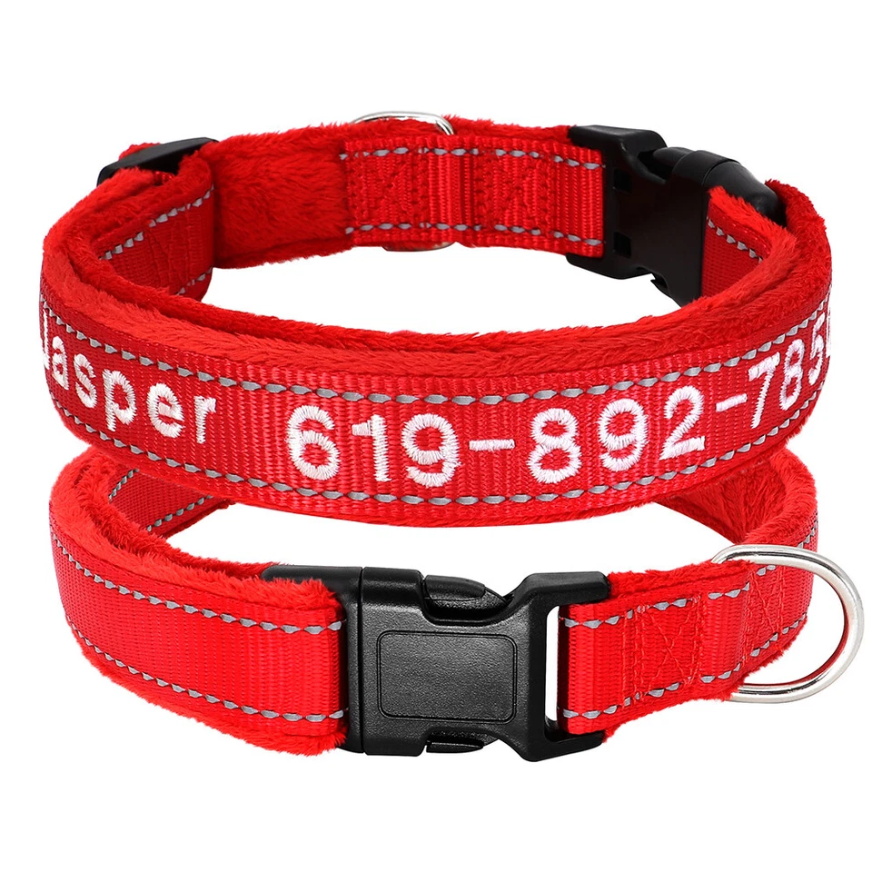 Custom Personalized Embroidered Dog Collar Nylon Reflective Adjustable Name ID - Image 4 of 4