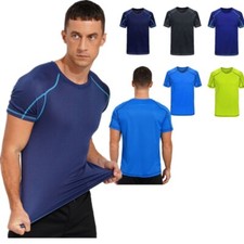 Men UPF 50 Rash Guard Swim Shirt Short Sleeve Rash Top Quick Dry Muscle T-Shirt