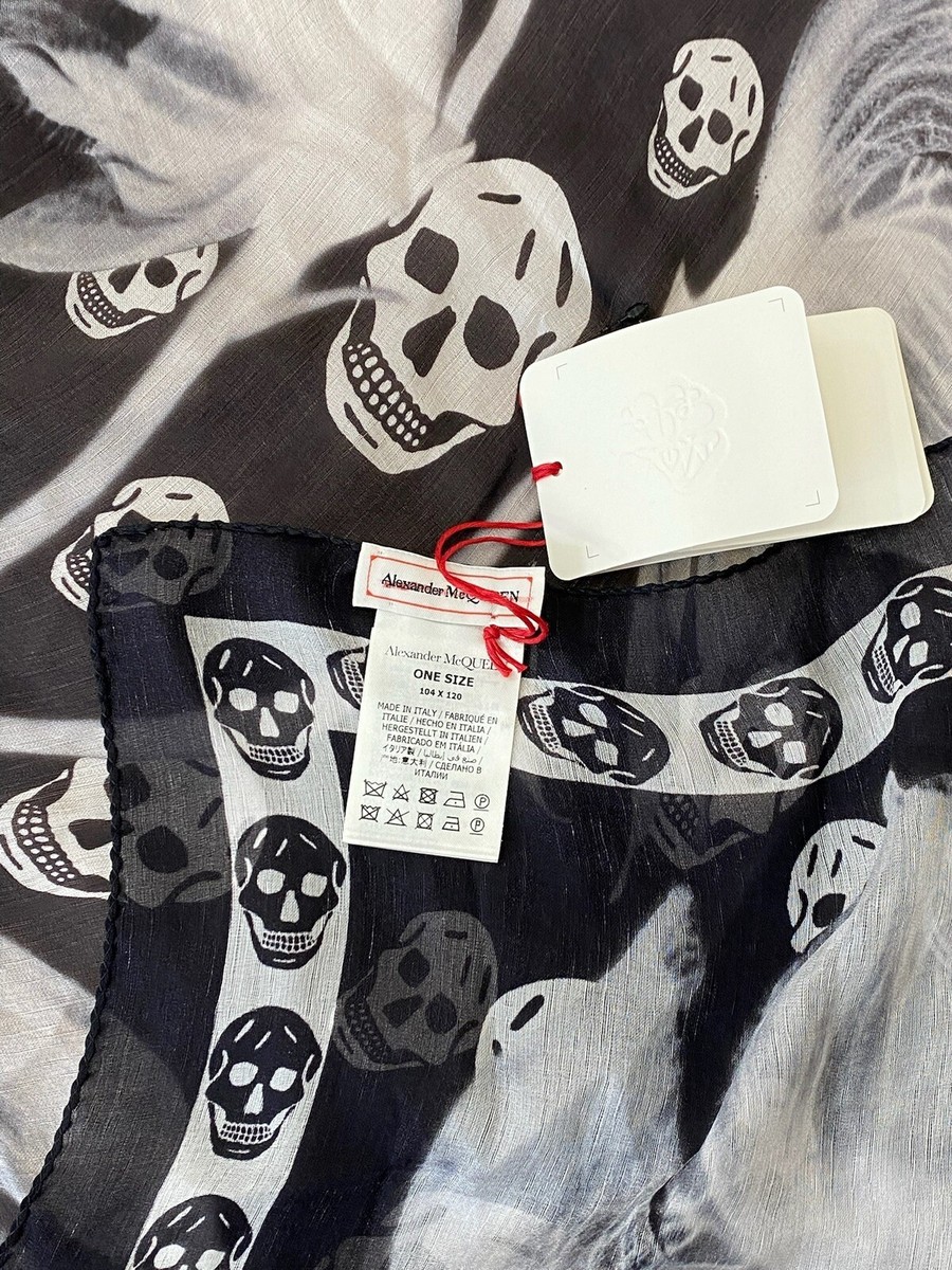 Alexander McQueen スカーフ104 x 120 cm Alexander McQueen Classic Skull Silk Chiffon Scarf | eBay