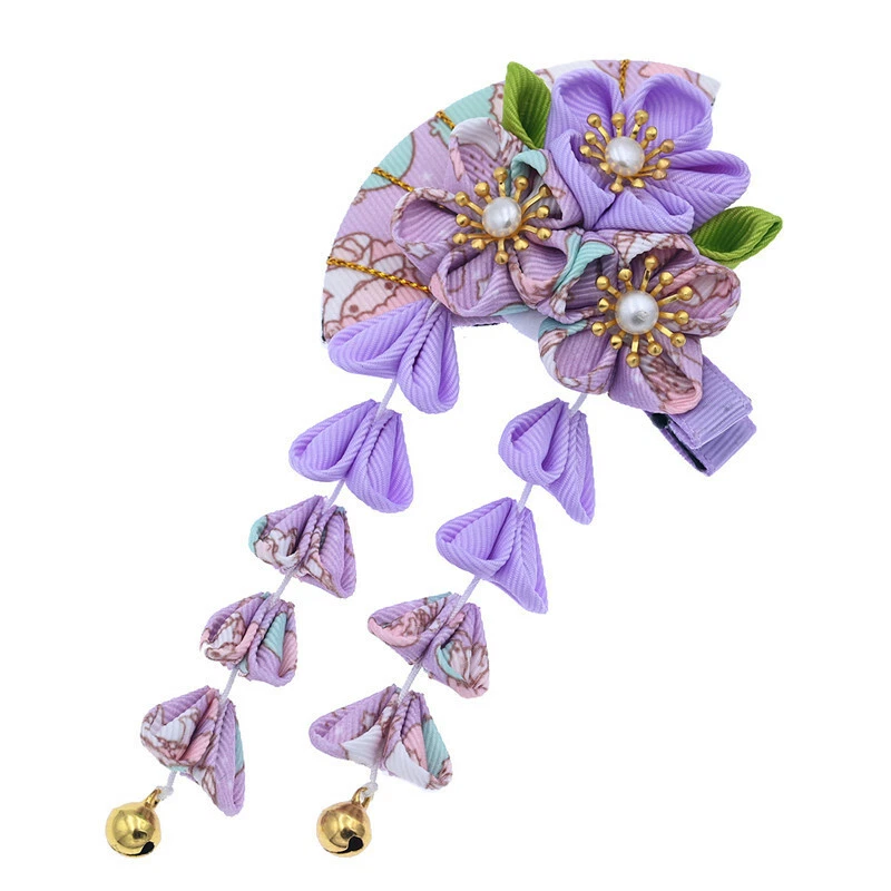 Japanese Women Kimono Cherry Blossoms Hair Clip Hairpin Hanfu Accessories - Image 2 of 4