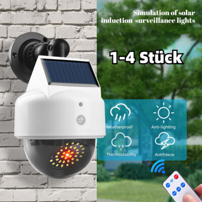 Solar Fake Dummy Kamera Attrappe Überwachungskamera LED IR Sensor Licht 3 Modi