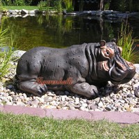Flusspferd Nilpferd Figur Deko Aufstellfigur Statue Skulptur Afrika Gartenfigur