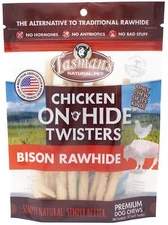 Tasman Pet Chicken ON-HIDE American Buffalo Bison Twisters - Multiple Sizes