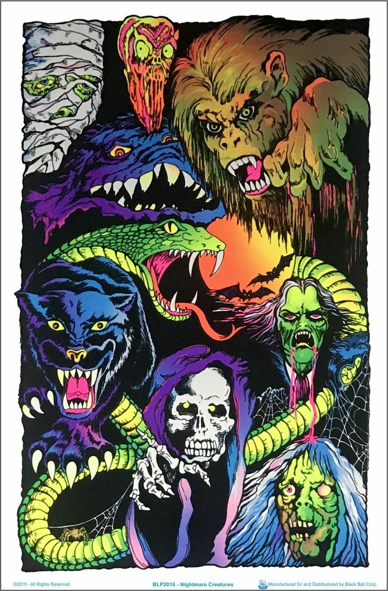 Nightmare Creatures Blacklight Poster - Flocked - 23