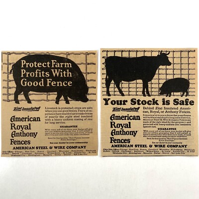 1927 American Royal Anthony Fences Steel Wire Co Vintage Print Ads Pig Farming