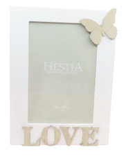 Image of Hestia Love Photo Frame with Butterfly Detail Wooden 23.5 CM Gift Home Decor