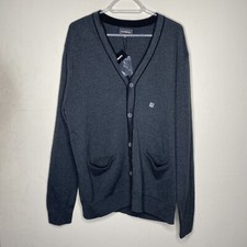 Express Cardigan Mens XL Gray Black Piping Front