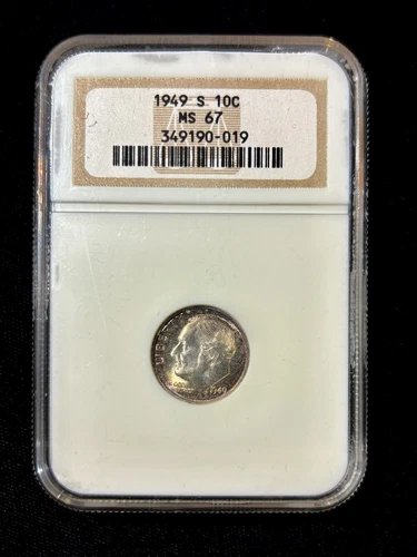 1949 S Roosevelt 10c MS67 - Old NGC Holder