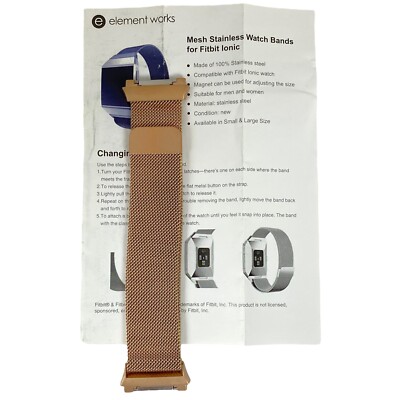 Element Works Mesh Loop Stainless Steel Band for Fitbit Ionic Rose Gold-Tone
