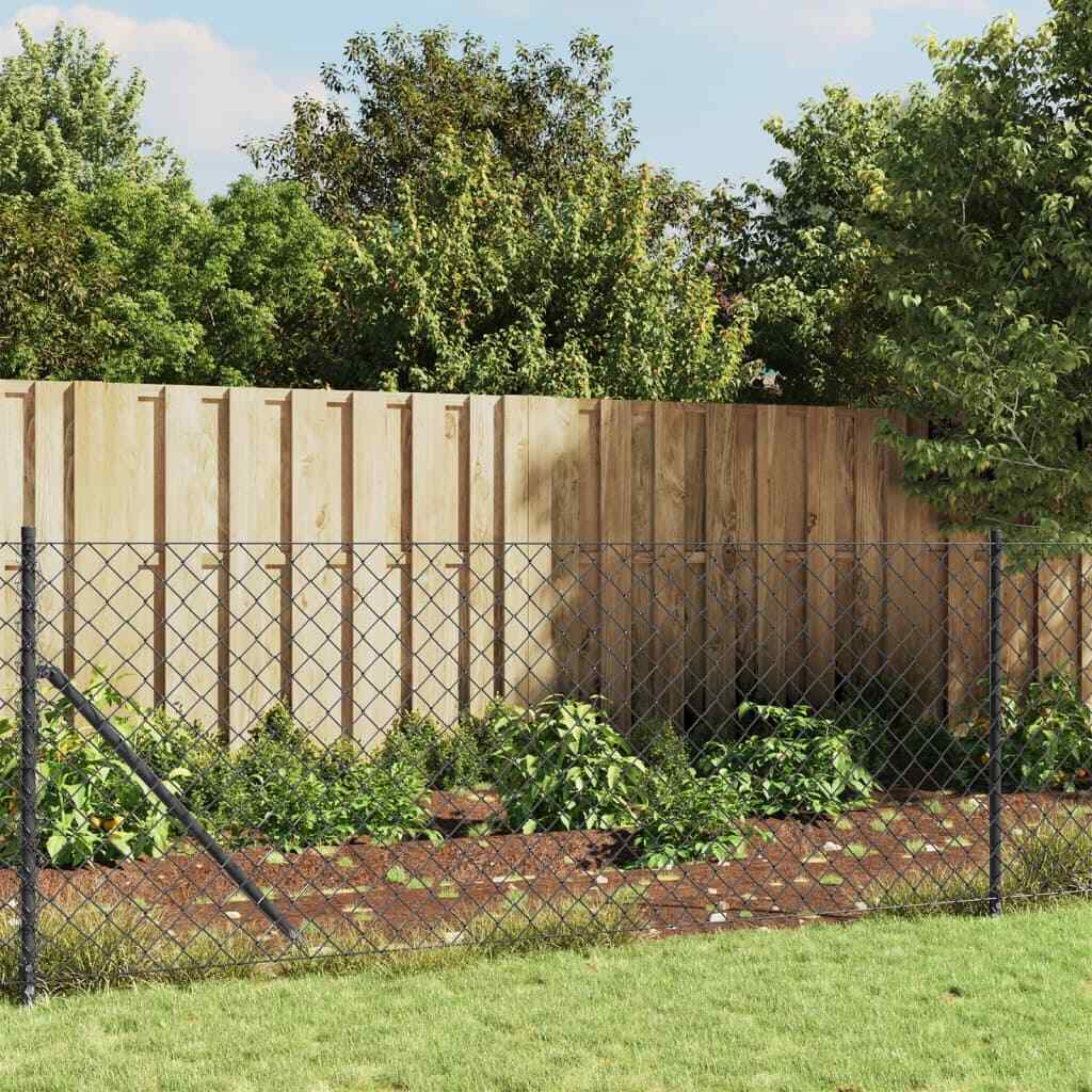 Chain Link Fence with Flange Anthracite 0.8x25 m