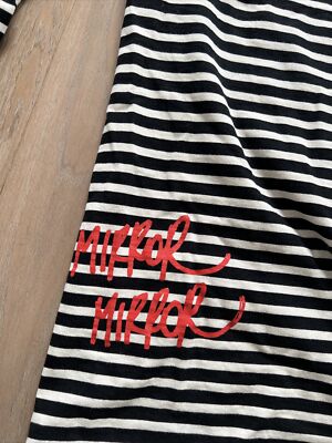 Off white long sleeve strip tee “mirror mirror” slim fit long fit