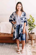 Floral & Reef Inspired Bue Jean Denim Kimono SALE by Urbanista GORGEOUS