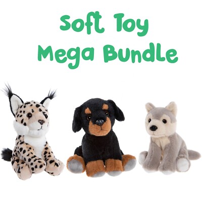 Cuddle Cub Soft Toy Mega Bundle 3 Animals Lynx Dog Wolf Plush Teddy Bears