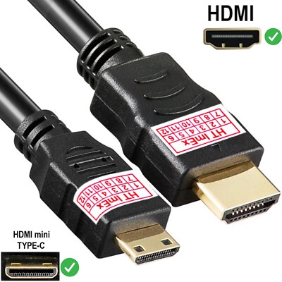 Länge 1,5m - HDMI anschluss Kabel komp. für Samsung HMX-Q10 - Mini C - vergoldet