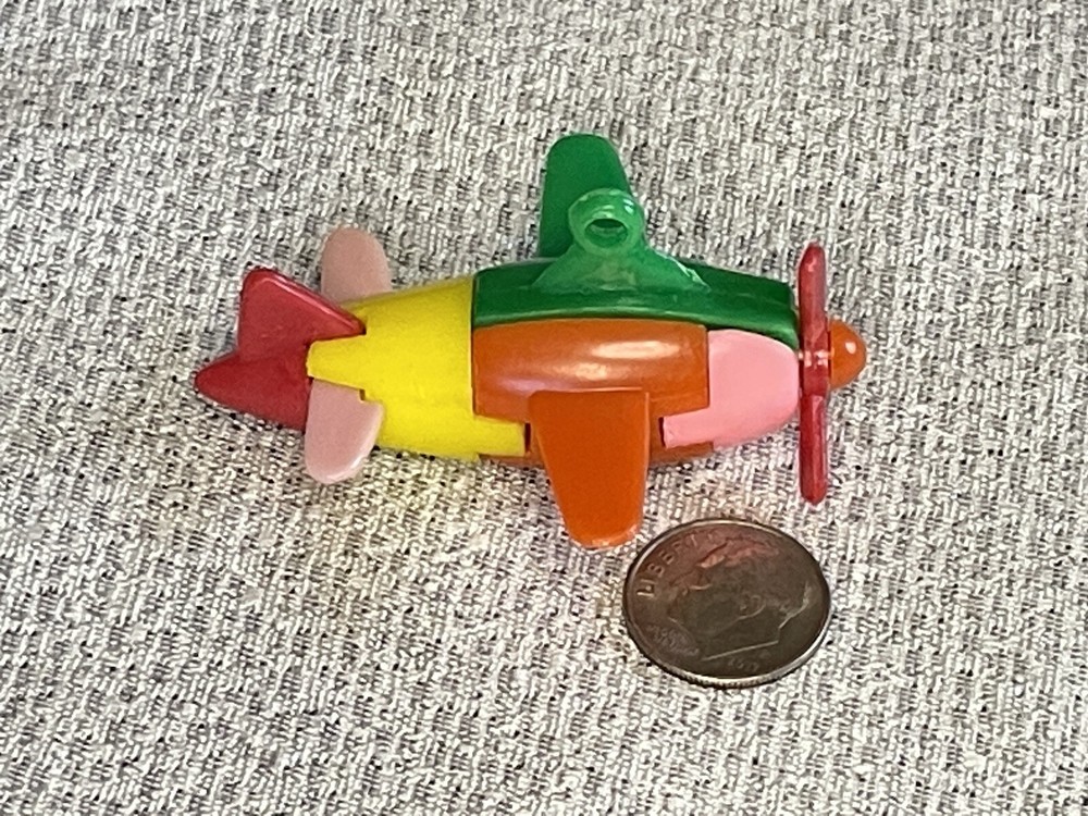 Vintage Toy Airplane 5 Color Plastic Keychain Puzzle