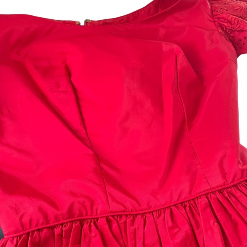 Vintage Red Party Dress Womens Holiday Christmas Eyelet Crinoline Fit And Flare - Picture 17 of 19