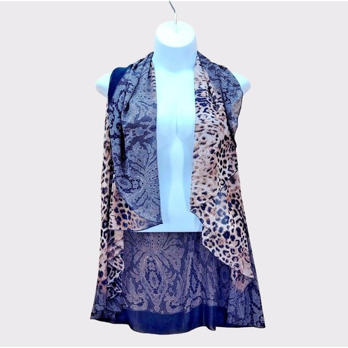 Magic Scarf Leopard and Lace Chiffon Scarf Vest Cover Up One Size OS