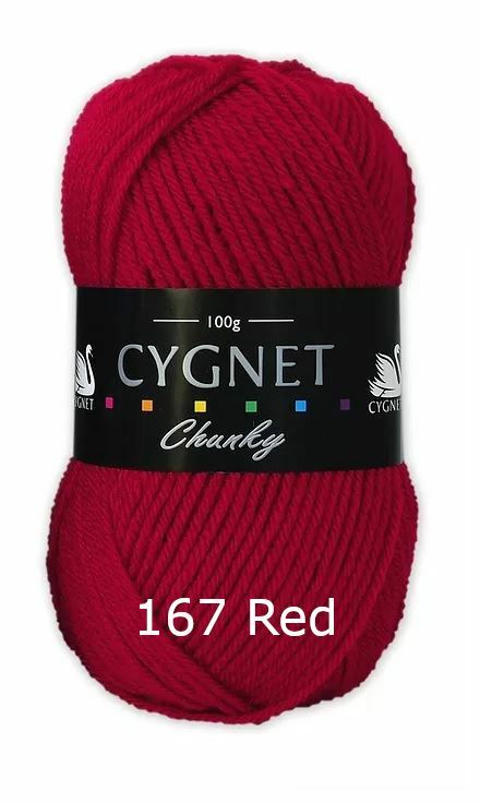 Cygnet Chunky 167 Red 100g Wool Yarn
