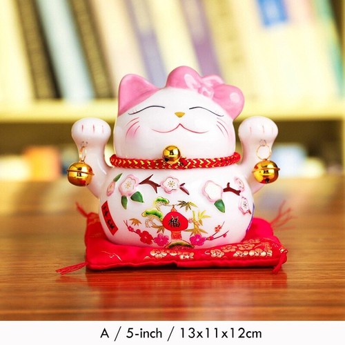 4,5" Zhaocaimao Ornament Keramik Glück Katze Statue Heimdekoration - Bild 13 von 18