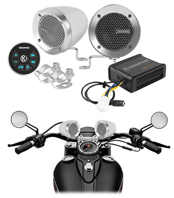 Memphis Bluetooth MXABMC2BT Cafe Racer Audio System+3'' Handlebar Speakers