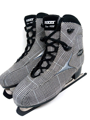 Ice Skates Roces BRITS Black White Round Toe Lace Up  Size US 9 US W 11