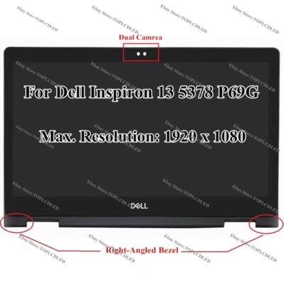 13" Dell Inspiron 13 P69G P69G001 FHD LCD LED Tactile écran Angle Droit 40Pins - Photo 1/4