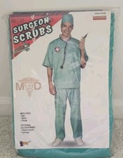 Surgeon Scrubs Adult ER Doctor-Nurse Halloween Costume Cap Shirt Pants OS 5250
