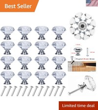 16 Pack Drawer Knobs Diamond Shaped Crystal Glass 30mm Cabinet Knobs Pull Han...
