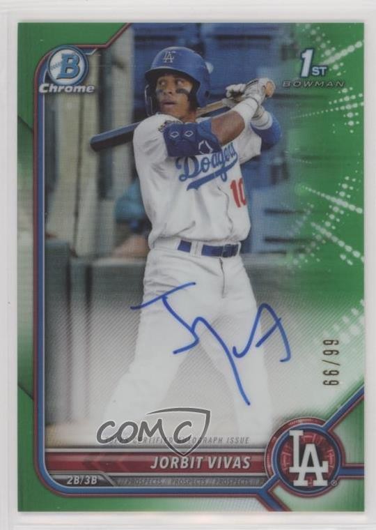 2022 Bowman Chrome Prospect Green Refractor 66/99 Jorbit Vivas #CPA-JV Auto 06gy