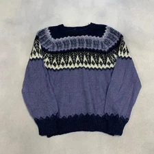 Vintage Knitted Jumper Abstract Llama Alpaca Patterned Knit Sweater Women's S