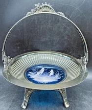 Mary Gregory Silver Plated Bridal Basket Cake Plate c. 1880 Middletown Plate Co.